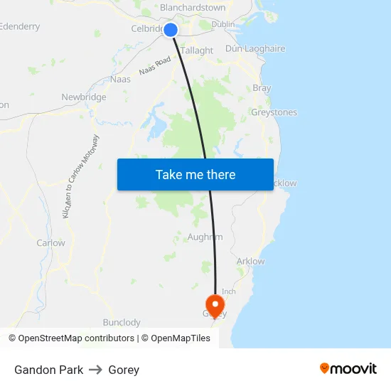 Gandon Park to Gorey map