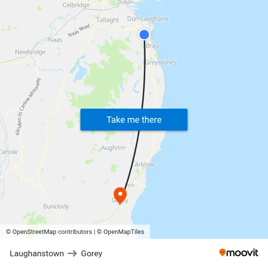 Laughanstown to Gorey map