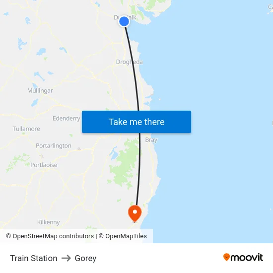 Train Station to Gorey map