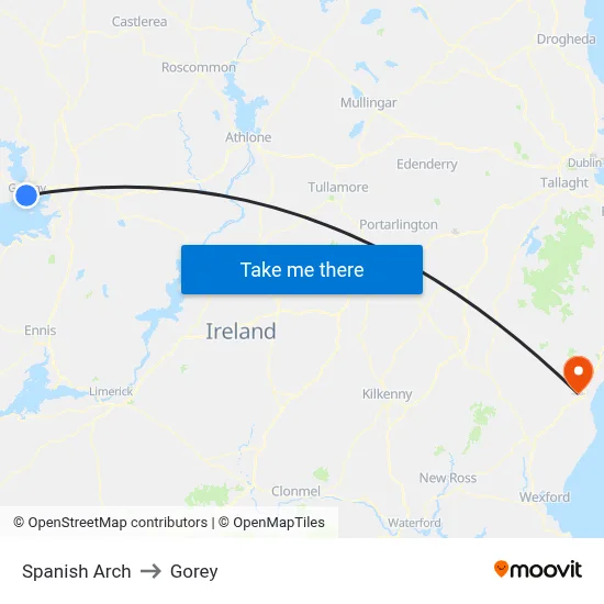 Spanish Arch to Gorey map