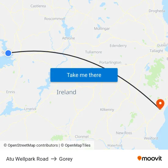 Atu Wellpark Road to Gorey map