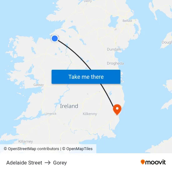 Adelaide Street to Gorey map