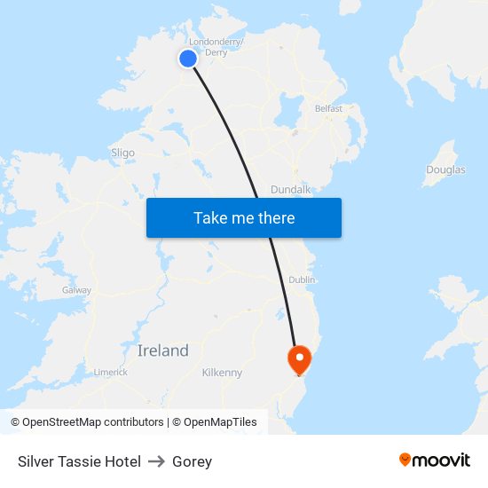 Silver Tassie Hotel to Gorey map