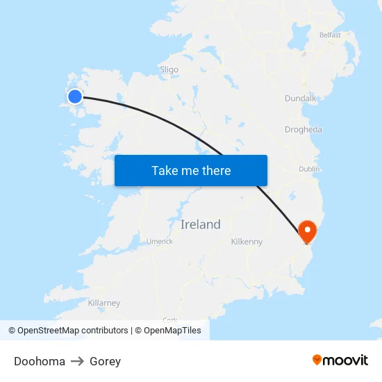 An Ceann Ramhar to Gorey map