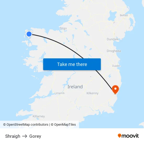 Loch Na Hoilí to Gorey map