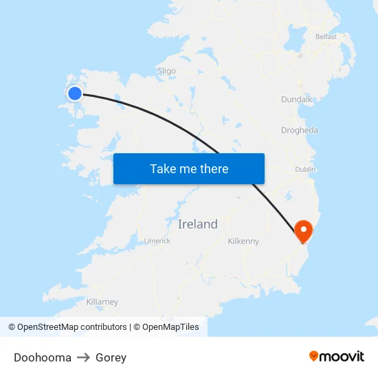 Dumha Dhearc to Gorey map