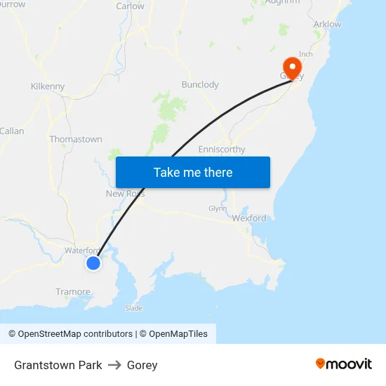 Grantstown Park to Gorey map