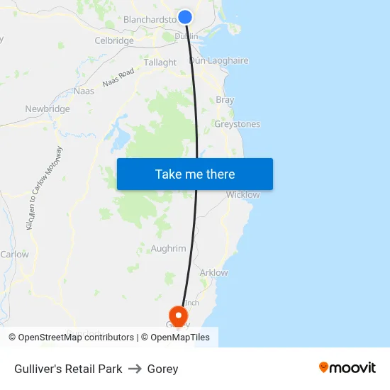 Gulliver's Retail Park to Gorey map