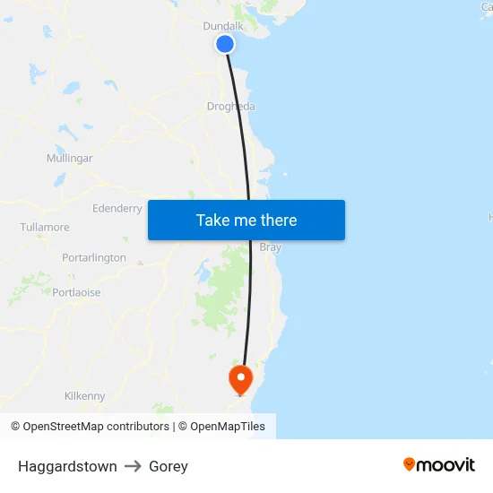 Haggardstown to Gorey map
