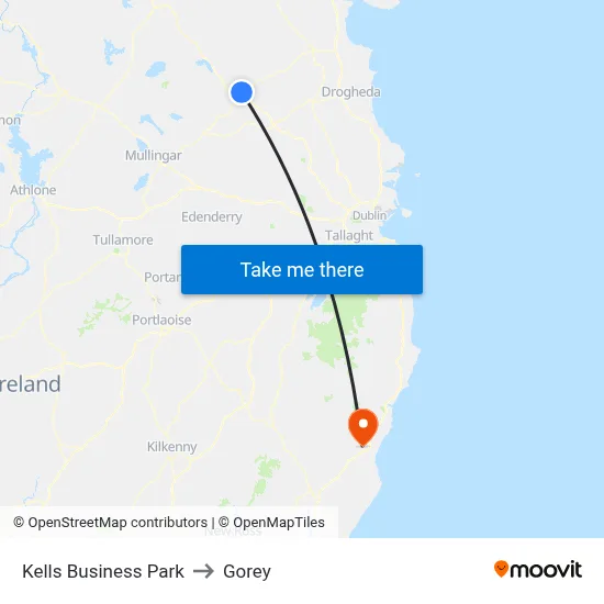 Kells Business Park to Gorey map