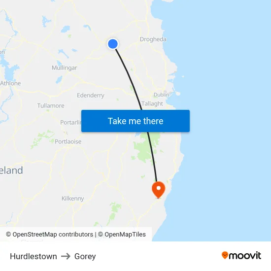 Hurdlestown to Gorey map