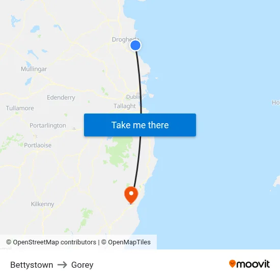 Bettystown to Gorey map
