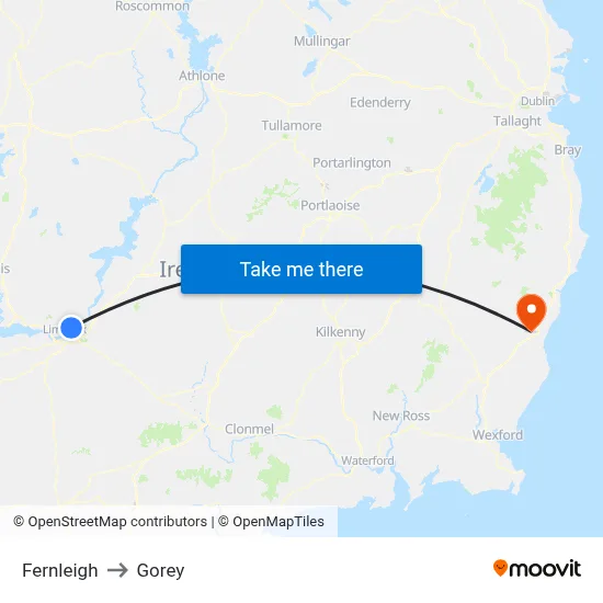 Fernleigh to Gorey map