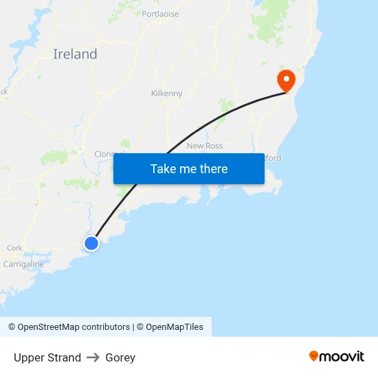 Upper Strand to Gorey map