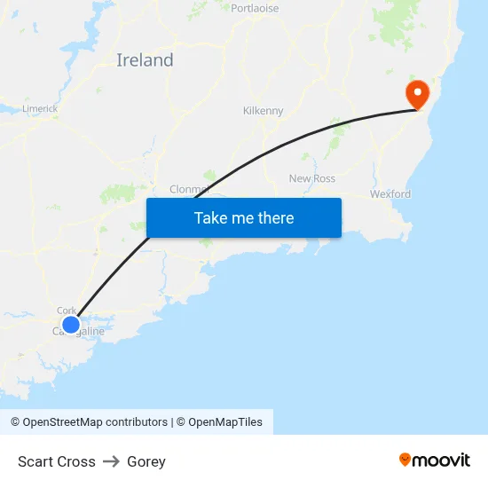 Scart Cross to Gorey map