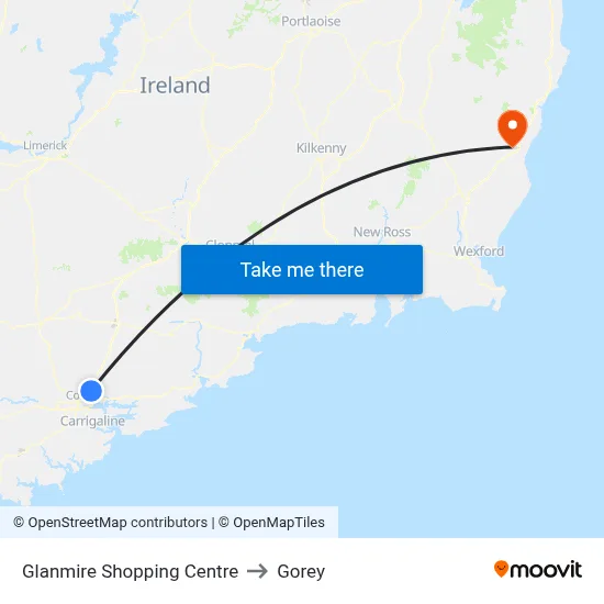 Glanmire Shopping Centre to Gorey map