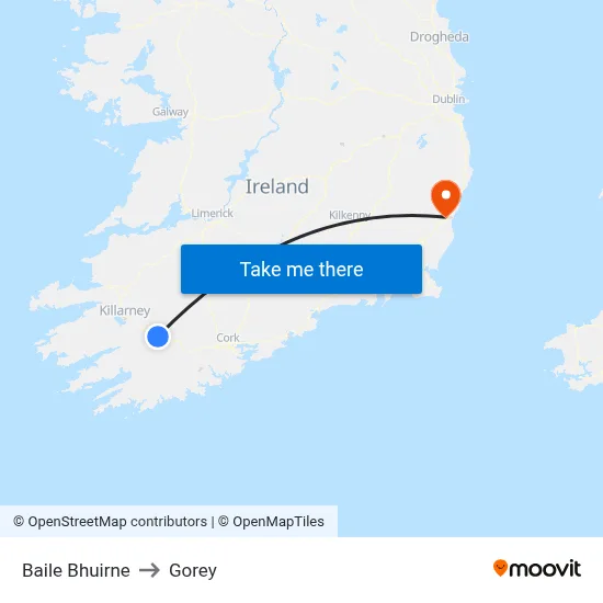 Baile Bhuirne to Gorey map