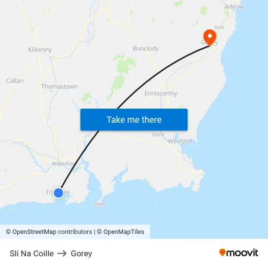 Slí Na Coille to Gorey map