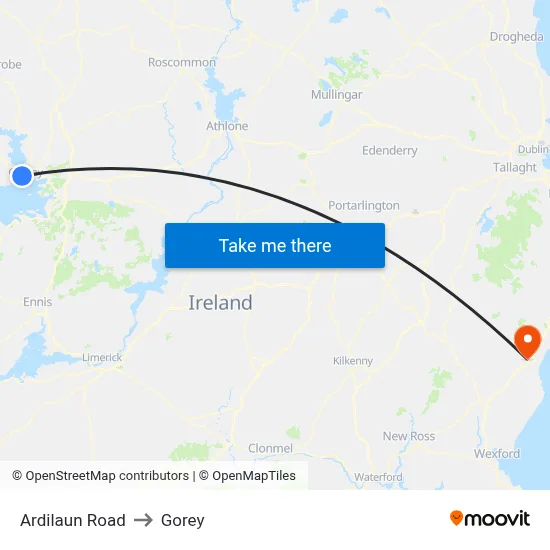 Ardilaun Road to Gorey map