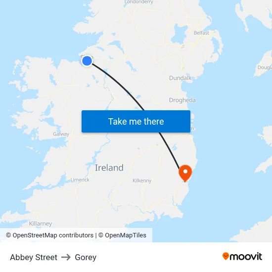 Abbey Street to Gorey map