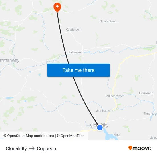 Clonakilty to Coppeen map
