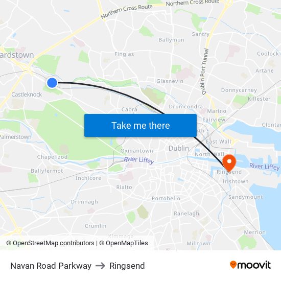 Navan Road Parkway to Ringsend map