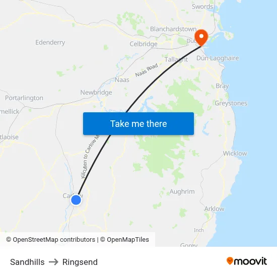 Sandhills to Ringsend map