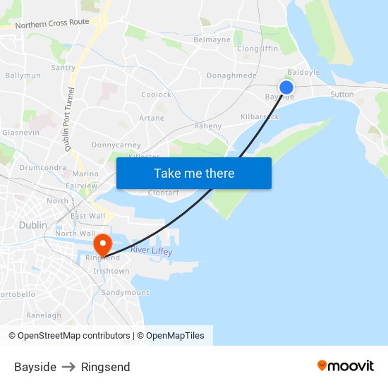 Bayside to Ringsend map