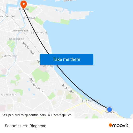 Seapoint to Ringsend map