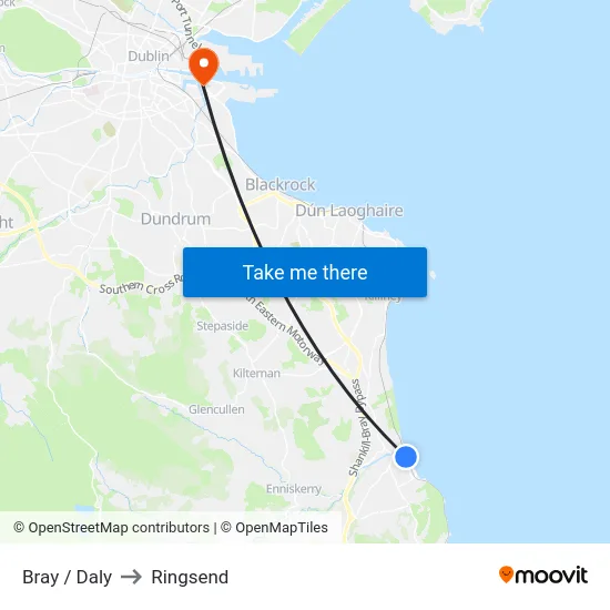Bray / Daly to Ringsend map