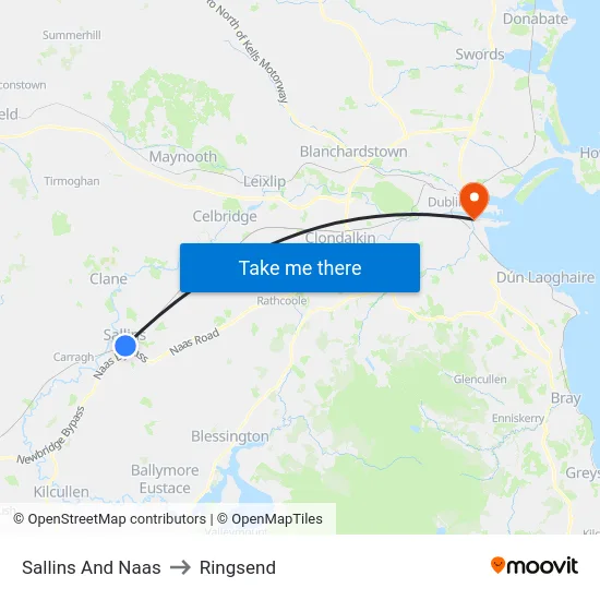 Sallins And Naas to Ringsend map