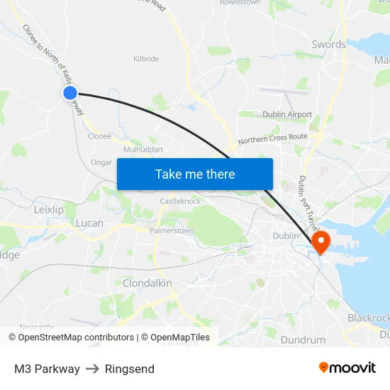 M3 Parkway to Ringsend map