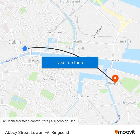 Abbey Street Lower to Ringsend map