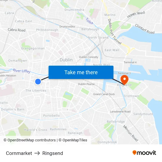 Cornmarket to Ringsend map