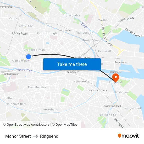 Manor Street to Ringsend map