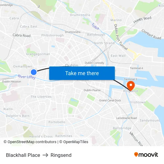 Blackhall Place to Ringsend map