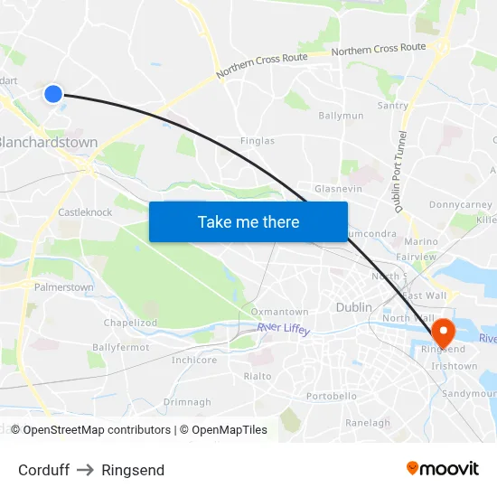 Corduff to Ringsend map