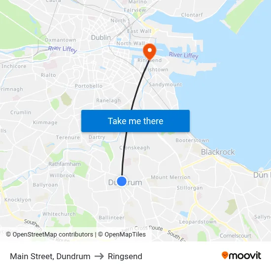 Main Street, Dundrum to Ringsend map