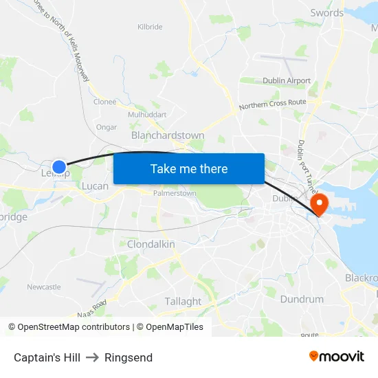 Captain's Hill to Ringsend map
