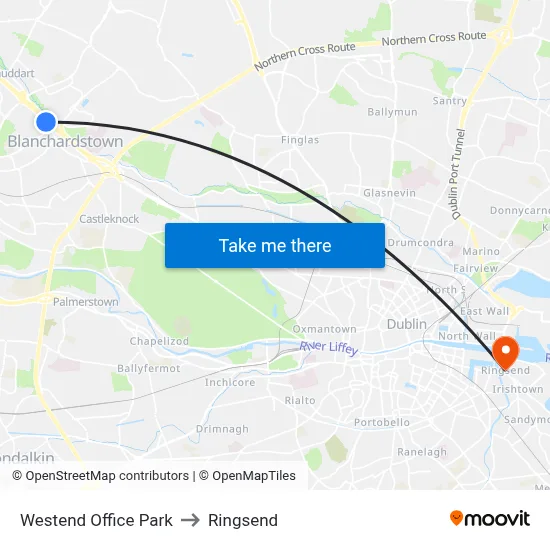 Westend Office Park to Ringsend map