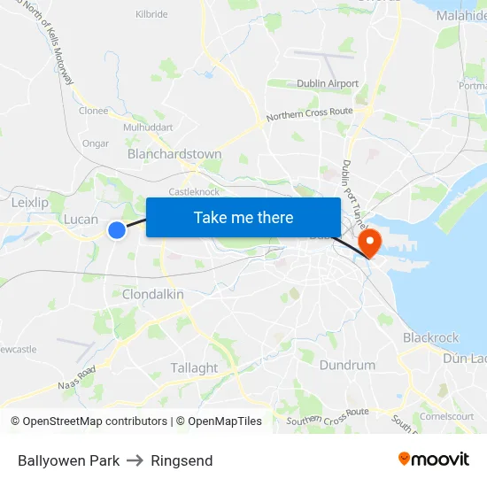 Ballyowen Park to Ringsend map