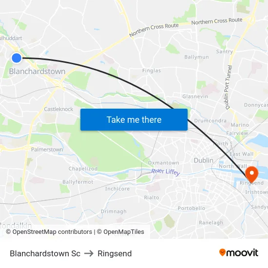 Blanchardstown Sc to Ringsend map