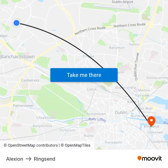 Alexion to Ringsend map