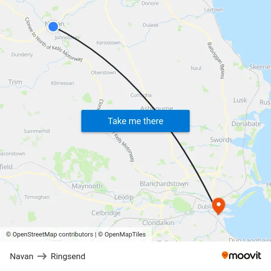 Navan to Ringsend map