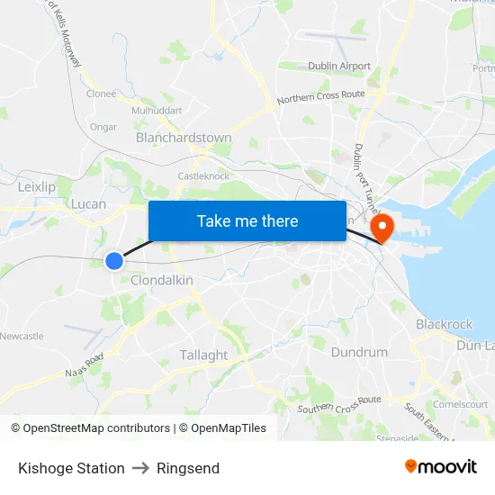 Kishoge Station to Ringsend map
