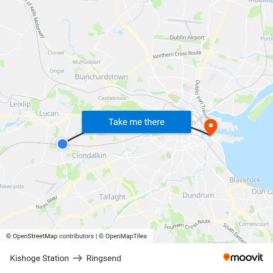 Kishoge Station to Ringsend map