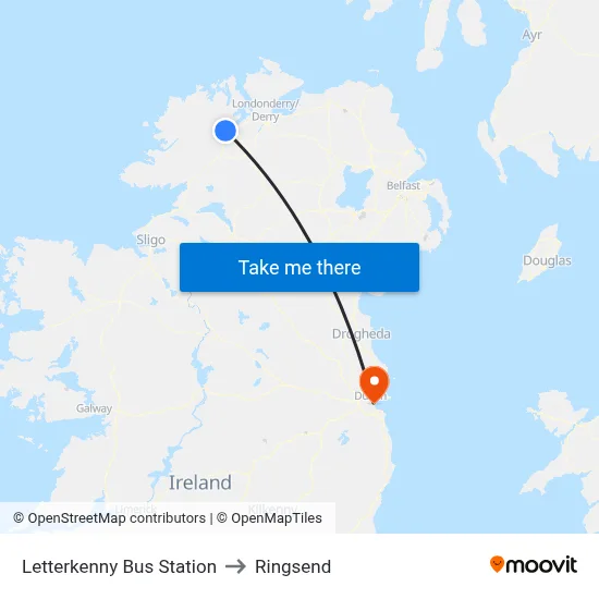 Letterkenny Bus Station to Ringsend map