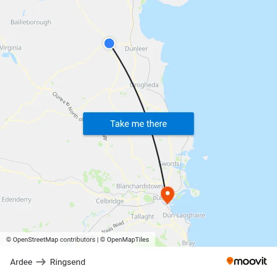 Ardee to Ringsend map