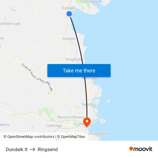 Dundalk It to Ringsend map