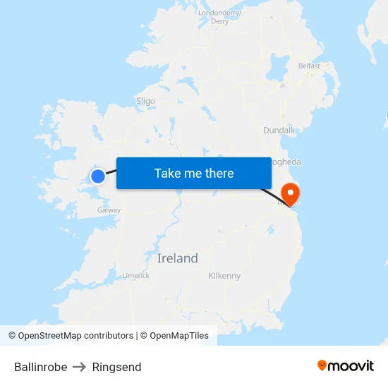 Ballinrobe to Ringsend map